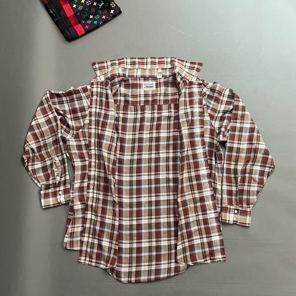 Vintage 70s White Tag Levi’s Plaid Western Button Up Shirt - Picture 5 of 14